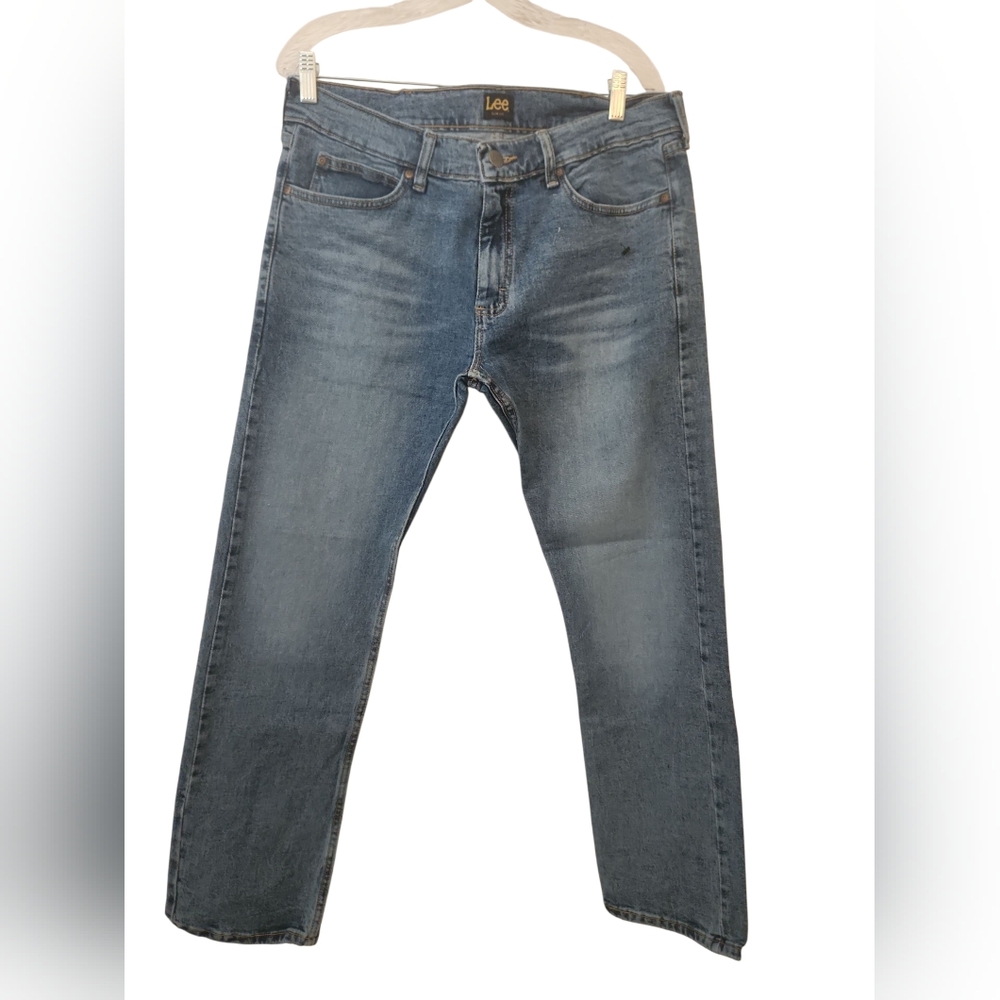 NWOT Lee Men's Slim Fit Straight Leg Light Washed Denim Blue Jeans Size 34x30